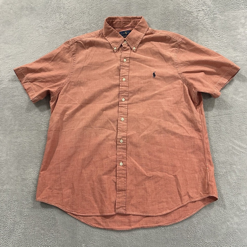 Vintage Ralph Lauren Shirt Men's XL Classic Fit Button Down Short Sleeve Orange